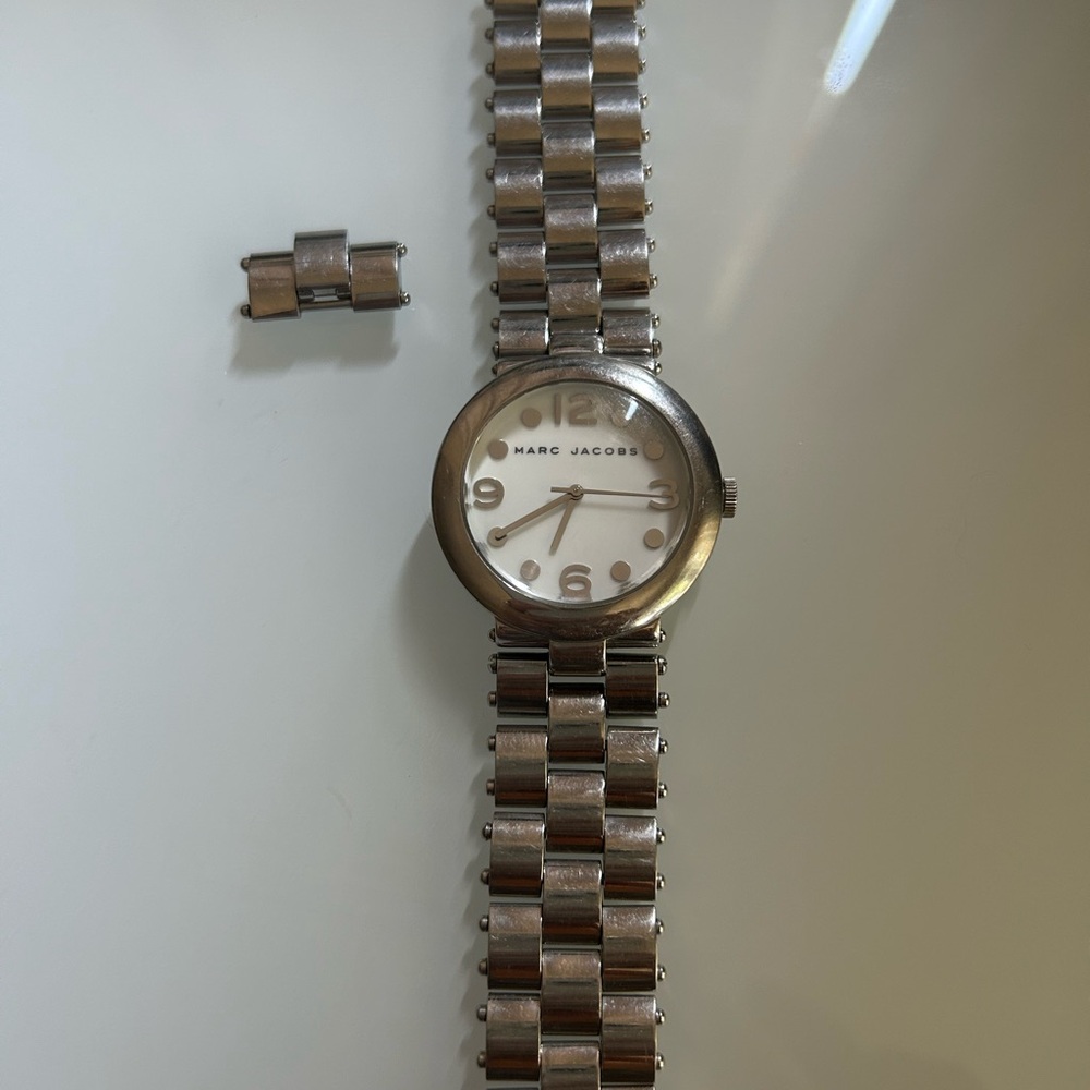 Marc Jacobs Silver-Tone Watch with White Dial